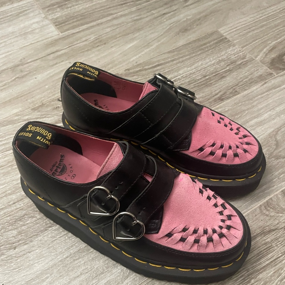 Dr. Martens Black and Pink Platform Shoes
